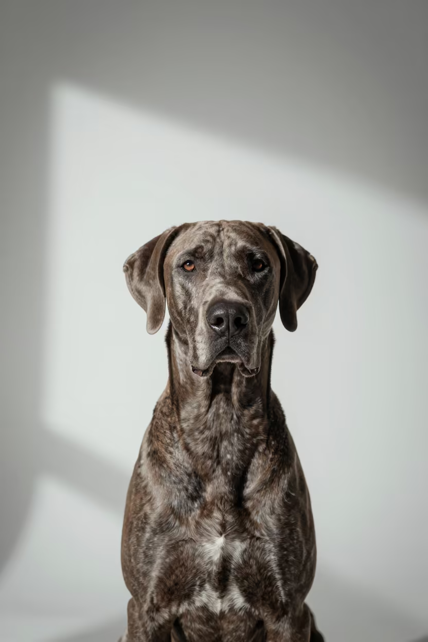 Bracco Italiano Portrait in Soft Studio Light in in a quiet portrait studio with a plain backdrop and eye-level framing in Ravenna