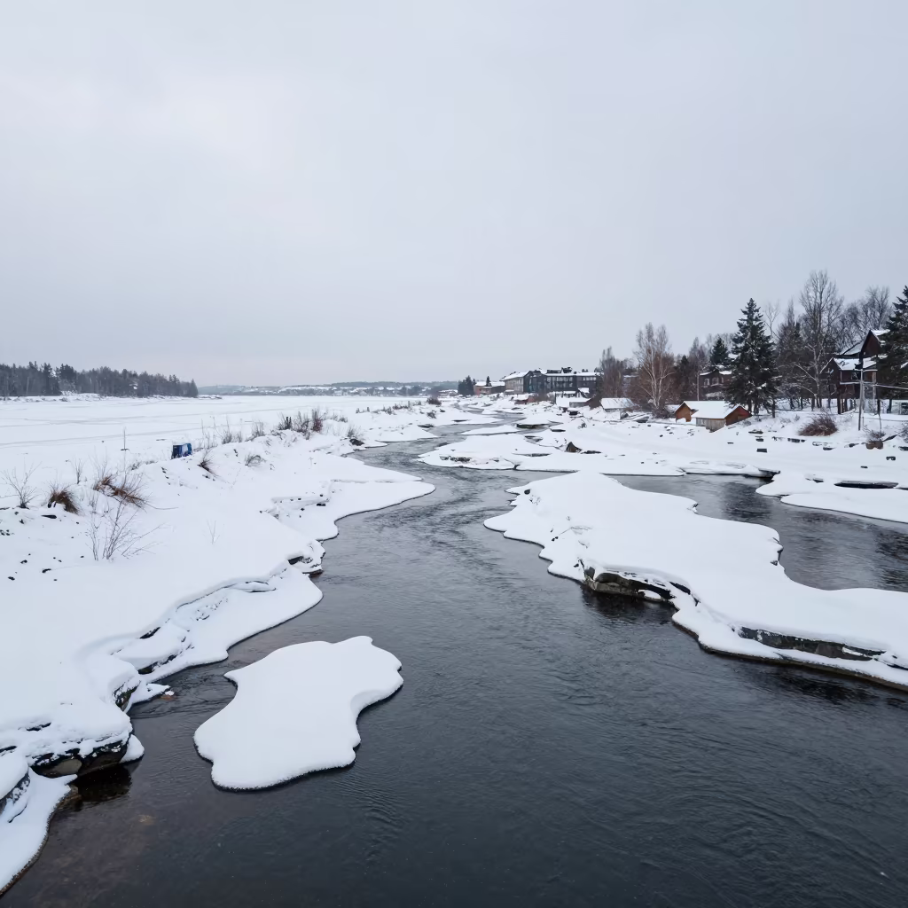 Braided Delta Snow Pockets Kruununhaka Spring in near Kruununhaka, Helsinki