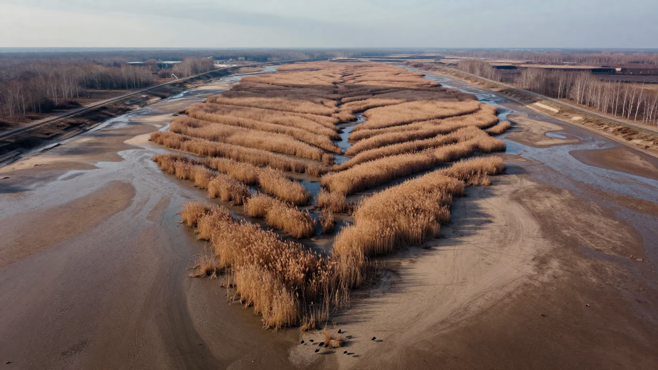 Braided Delta Valley Floor After Storm in across a wide valley floor near Makhachkala