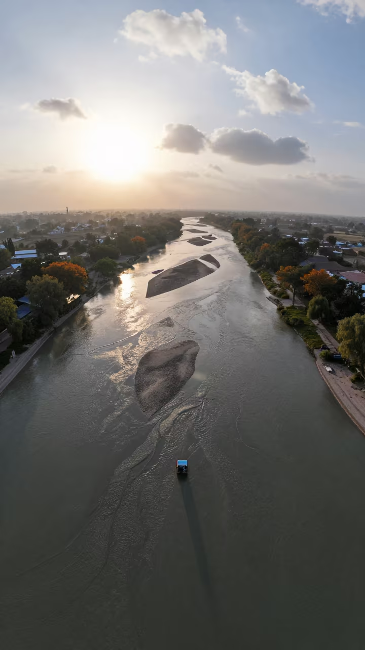 Braided River Silt Before Sunrise in Rajasthan in in Rajasthan