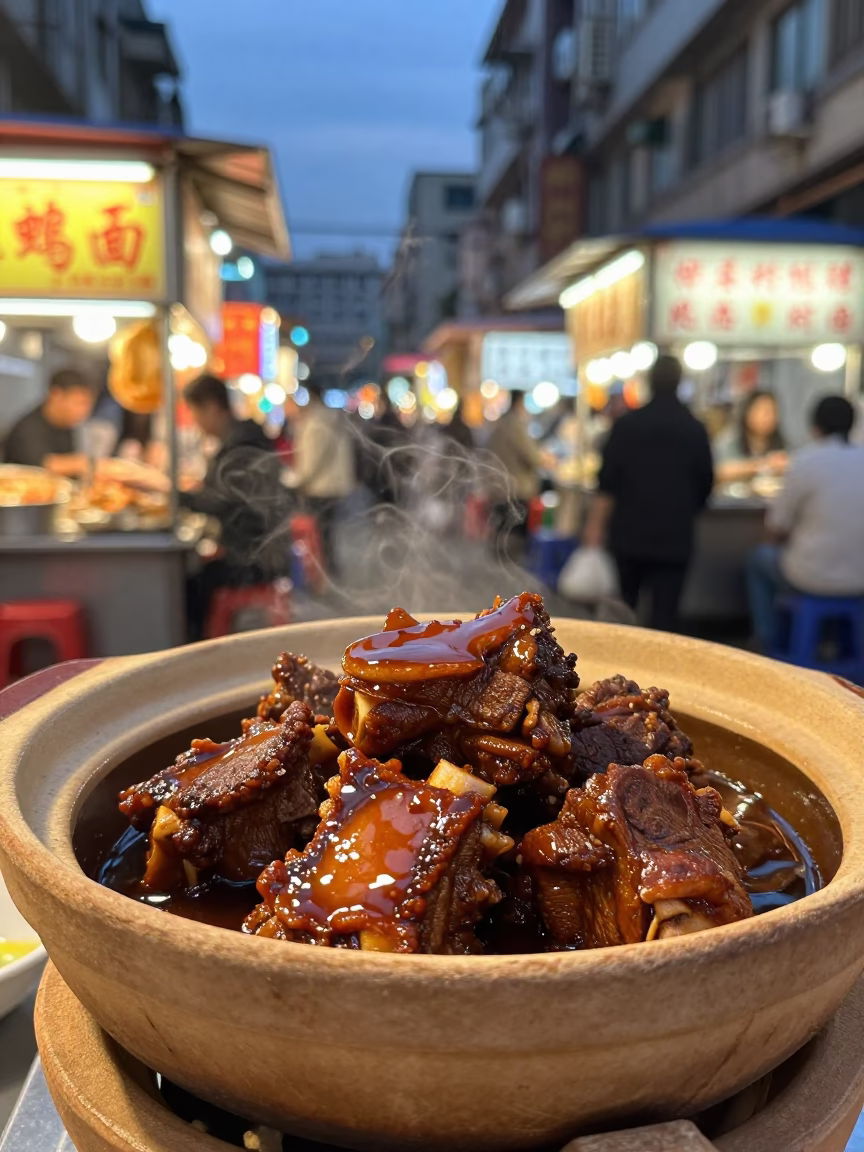 Braised Short Ribs in Taipei at Honeyed Evening Light in in Taipei, Taiwan