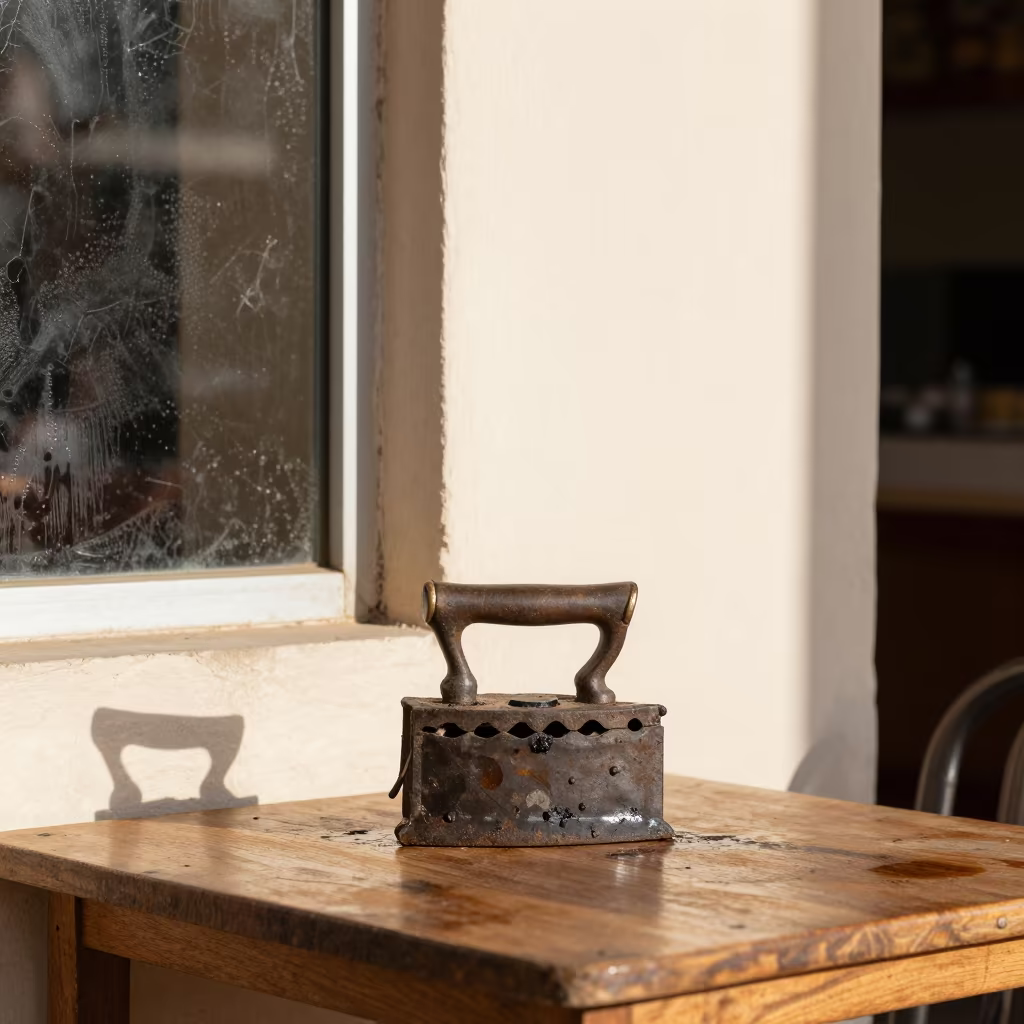 Branding Iron on Cafe Table in Asyut Afternoon in on a cafe table by a window in Asyut