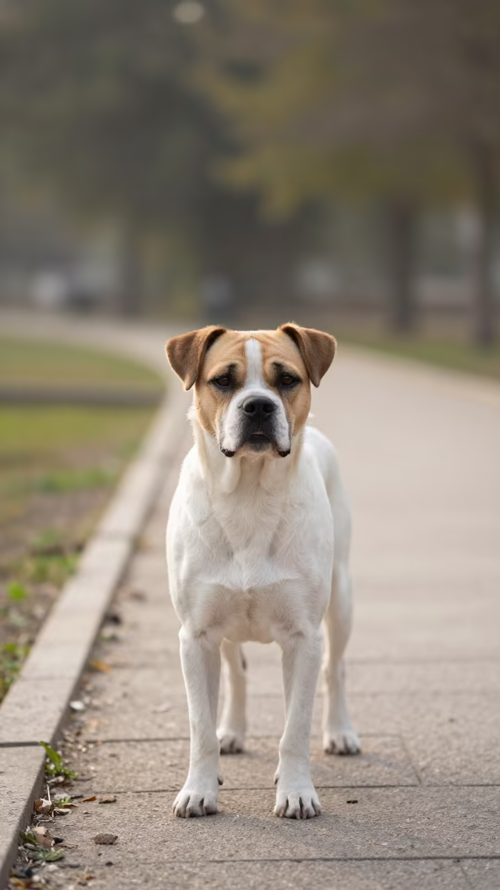 Braque du Bourbonnais Portrait on Park Path in along a quiet park path with soft open shade and a clean background near İskenderun