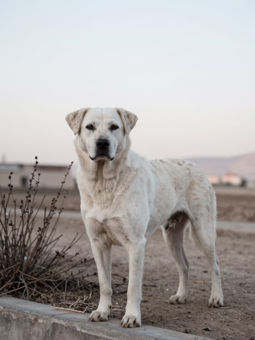 Braque Saint-Germain Portrait Gaziantep Winter in near a garden edge with soft morning light and an uncluttered background in Gaziantep