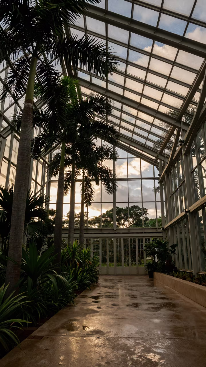 Brasilia Botanical Garden Atrium Evening Light in inside a skylit passageway in Brasilia