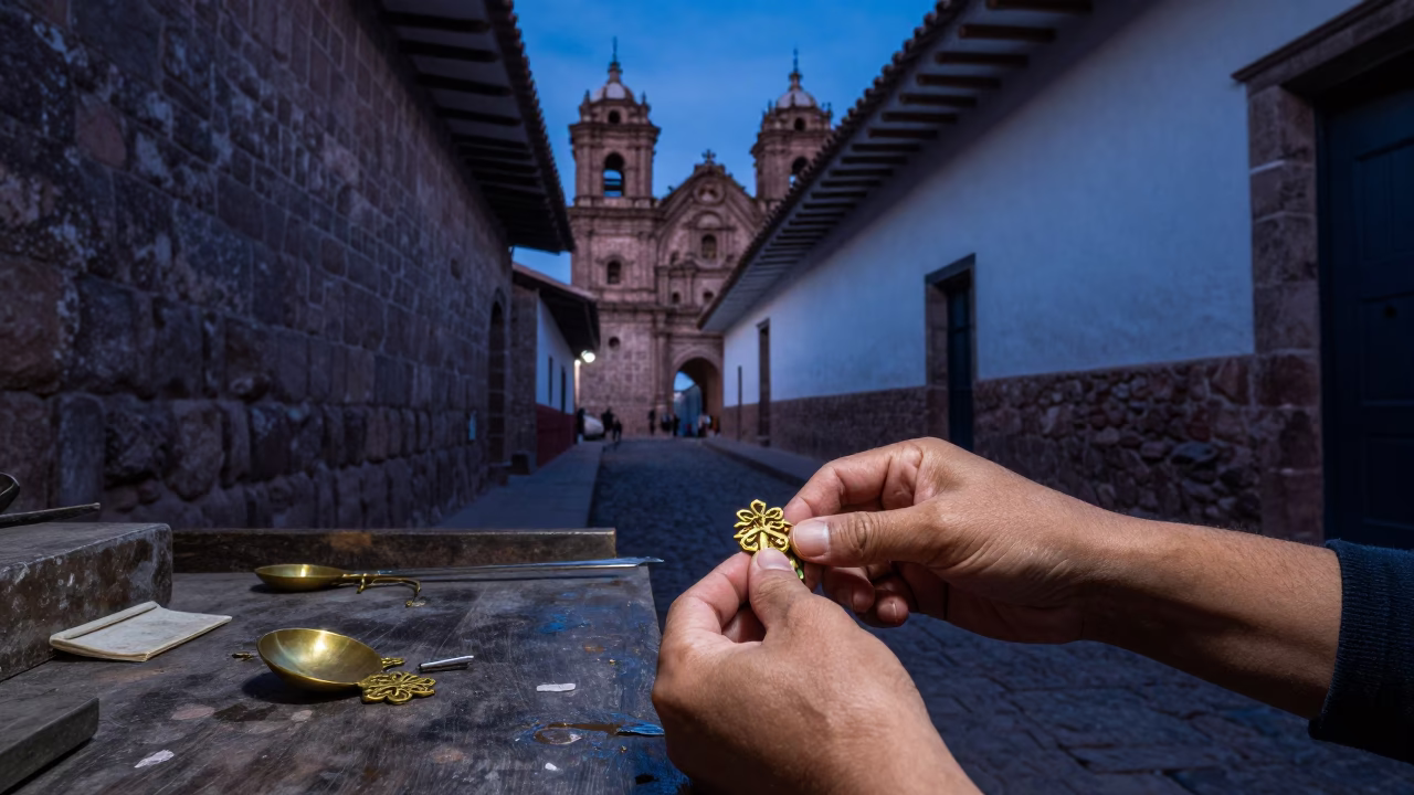 Brass Brooch in Cusco in in Cusco, Peru