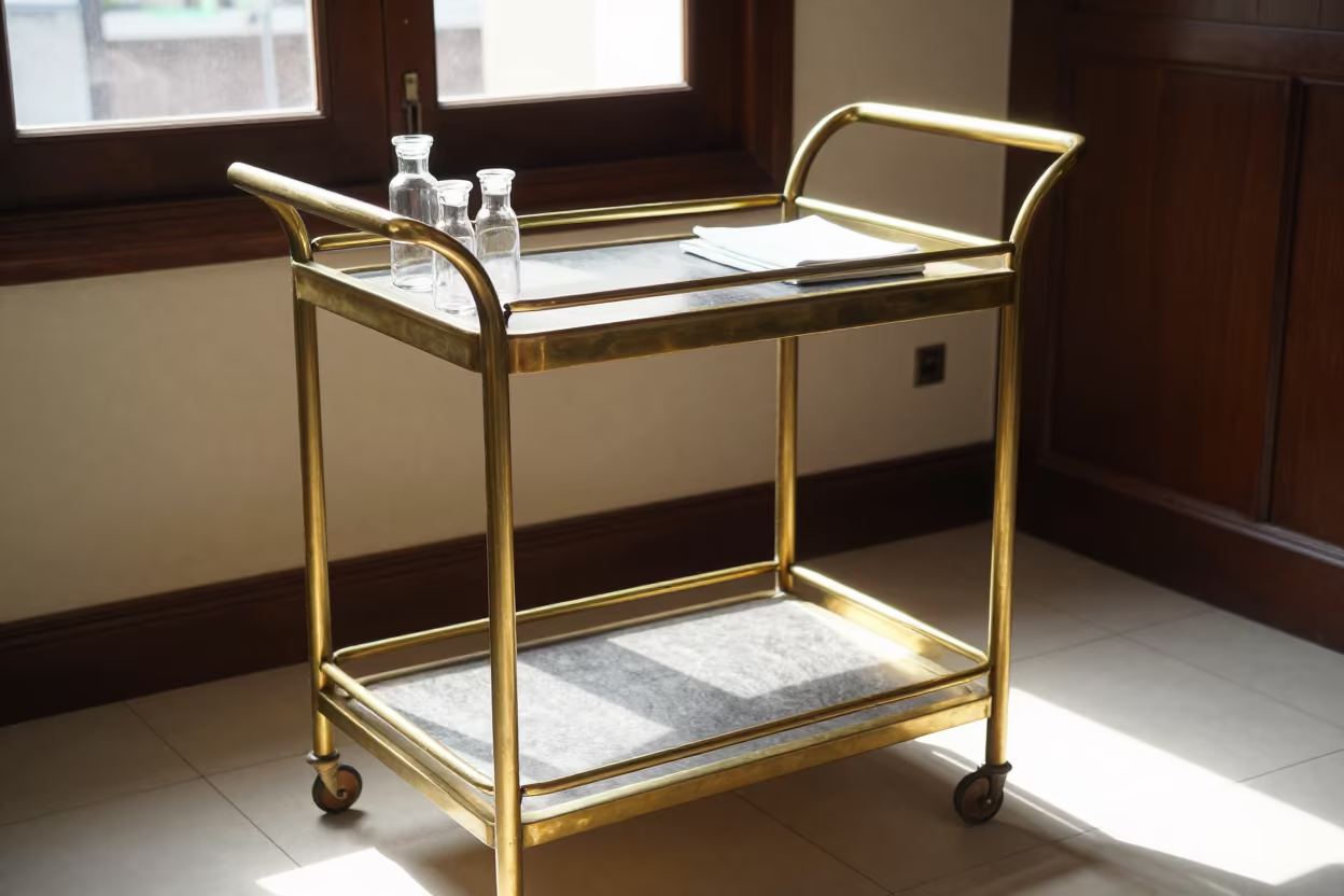 Brass Cart Stone Surface Breakfast Room in inside a breakfast room before opening in Kota Tua, Jakarta