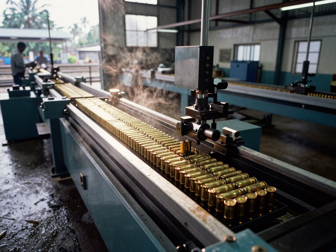 Brass Cases on Assembly Line in Colombo Rail Yard in at a rail yard near Slave Island, Colombo