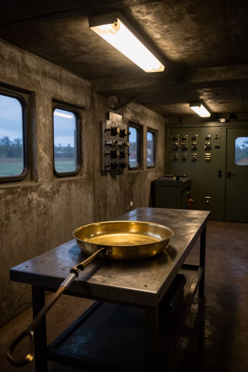 Brass Catch Pan in Armored Vehicle Bay in in an armored vehicle bay in Brahmanbaria
