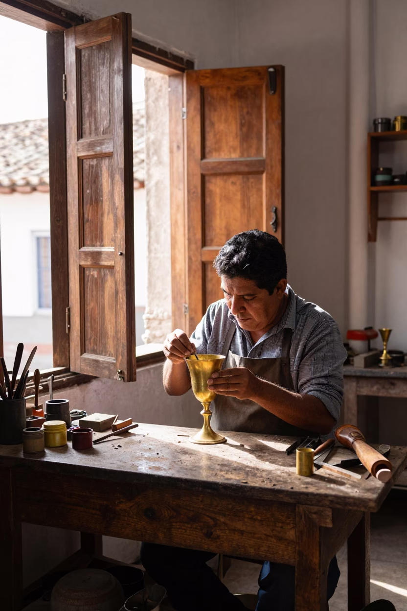 Brass Chalice in Quito in in Quito, Ecuador