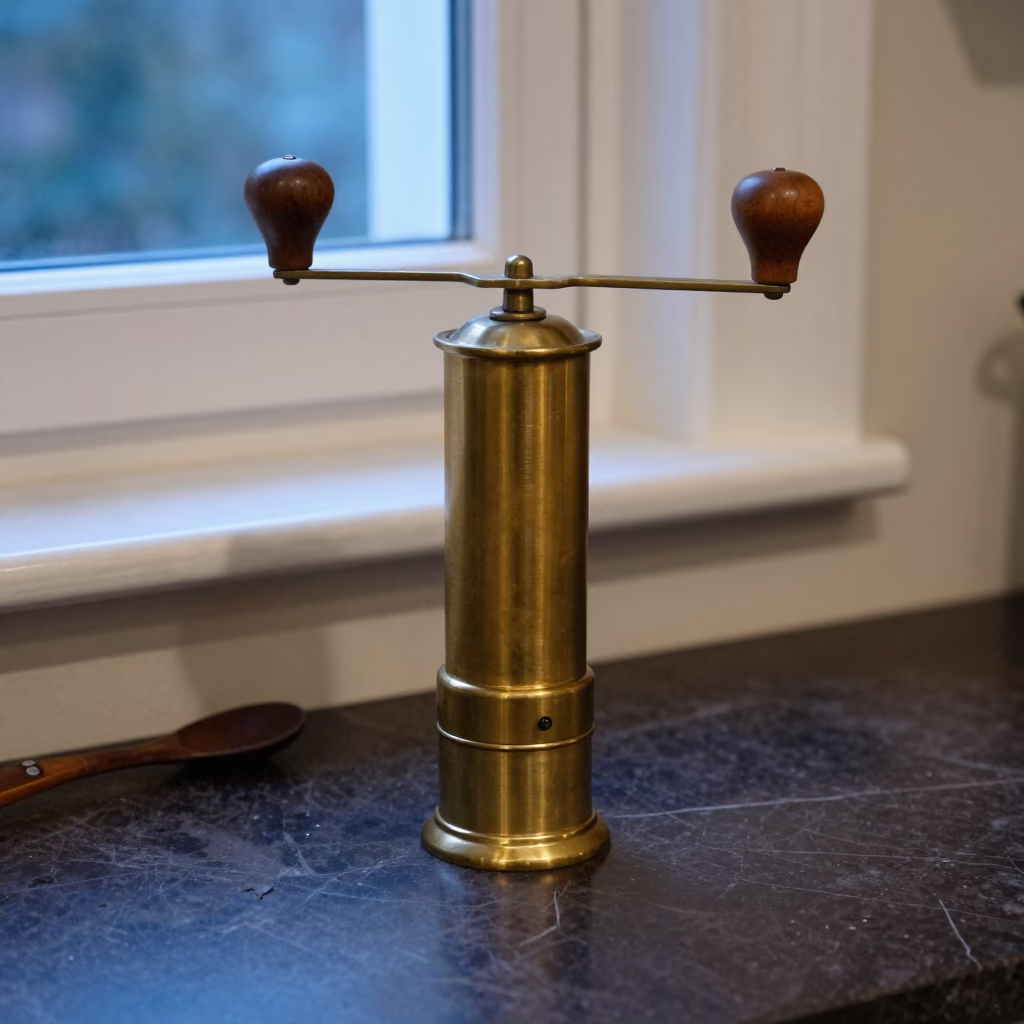 Brass Coffee Grinder in Milan in in Milan, Italy