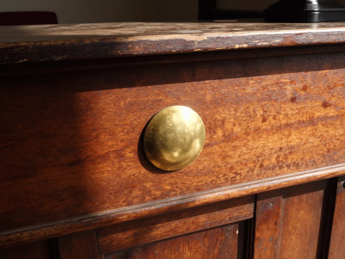 Brass Escutcheon in Kolkata at Bright Midmorning Light in in Kolkata, India