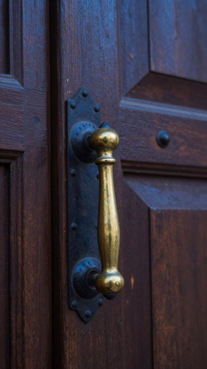 Brass Gate Handle in Fez in in Fez, Morocco