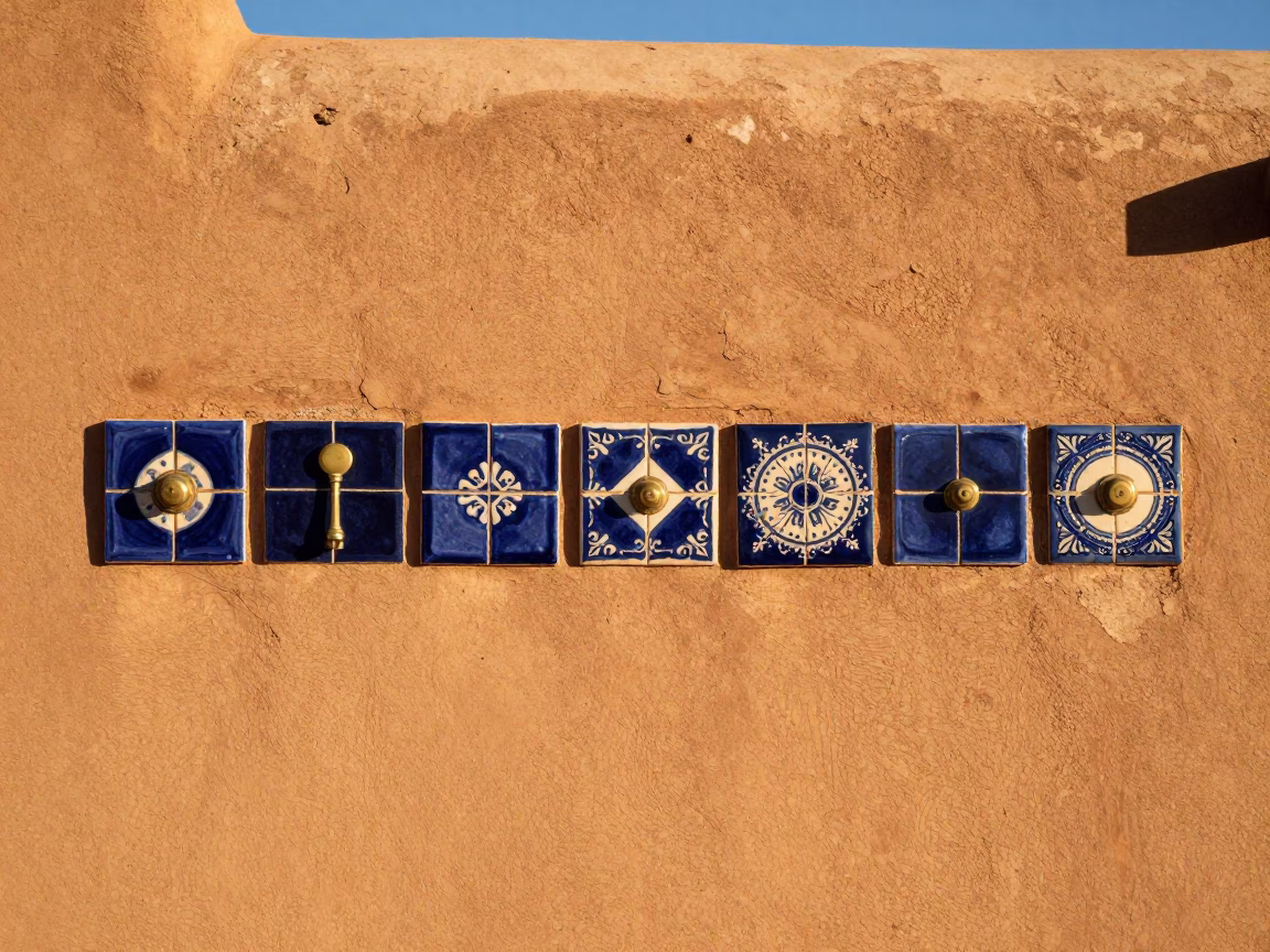 Brass Hardware in Santa Fe at Clear Late-afternoon Light in in Santa Fe, New Mexico, United States