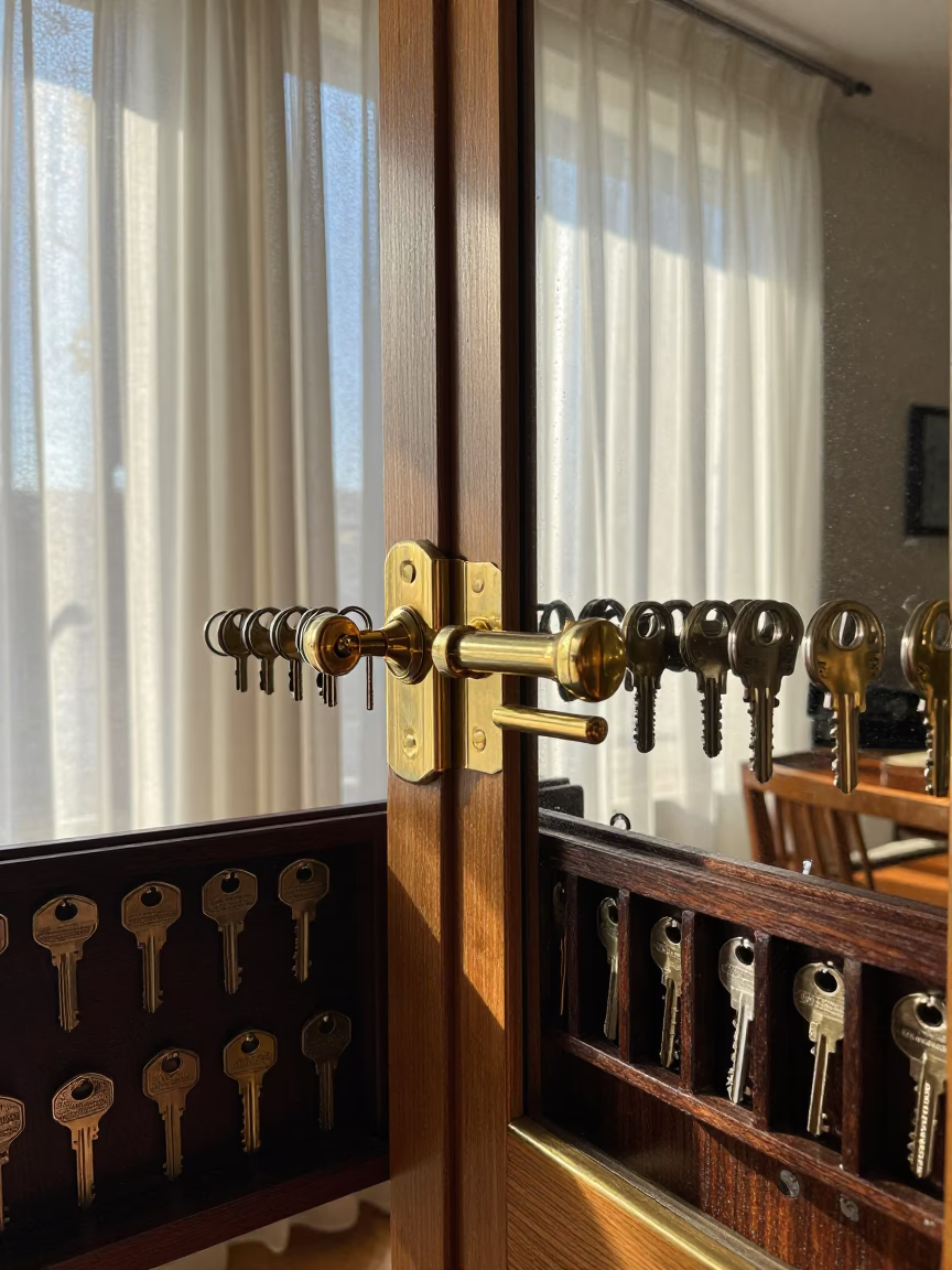 Brass Key Locker in Formosa Breakfast Room in inside a breakfast room before opening near Formosa
