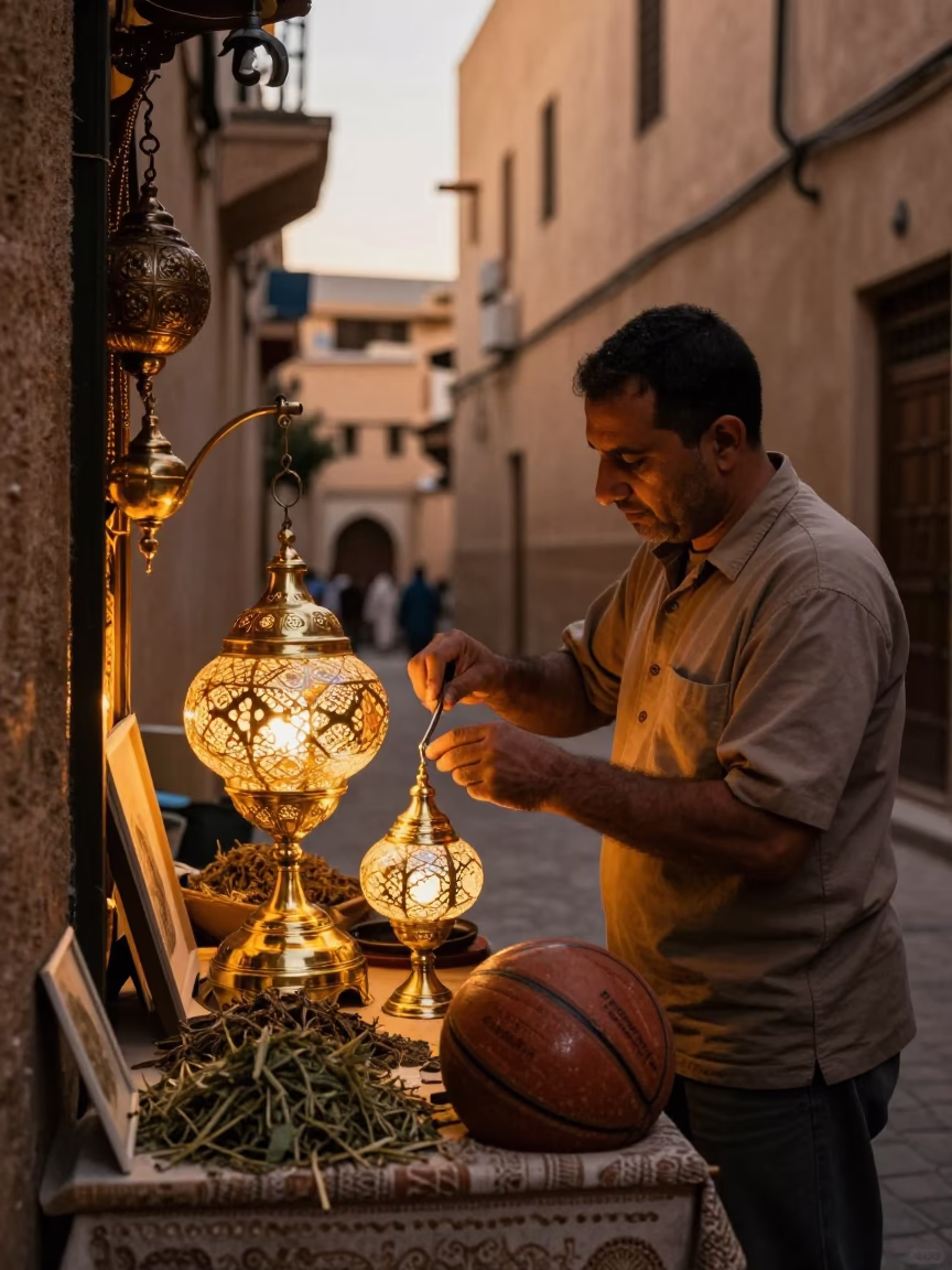 Brass Lamp in Fez in in Fez, Morocco