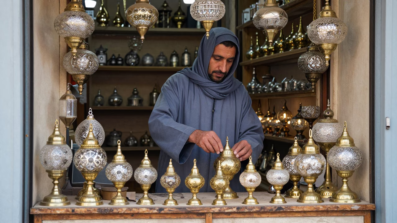 Brass Lamps in Tunis in in Tunis, Tunisia