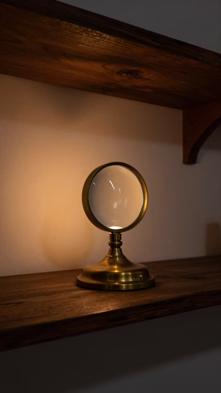 Brass Loupe on Workshop Shelf in Palermo in on a workshop shelf in Palermo