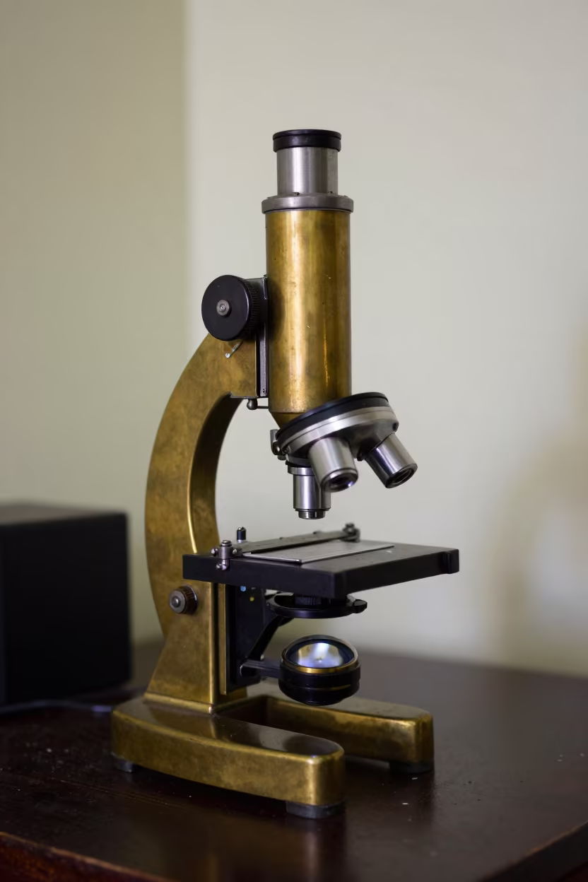 Brass Microscope Detail in Observatory Room in inside an observatory control room near Godoy Cruz
