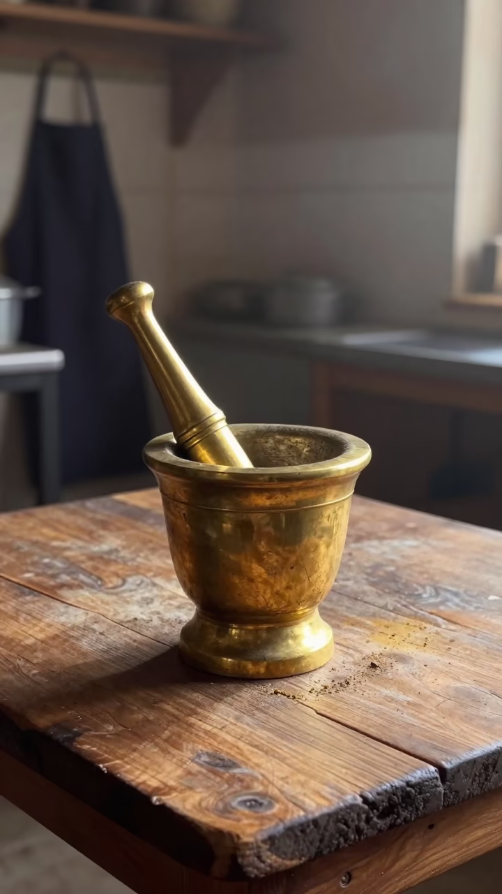 Brass Mortar And Pestle in Fez in in Fez, Morocco
