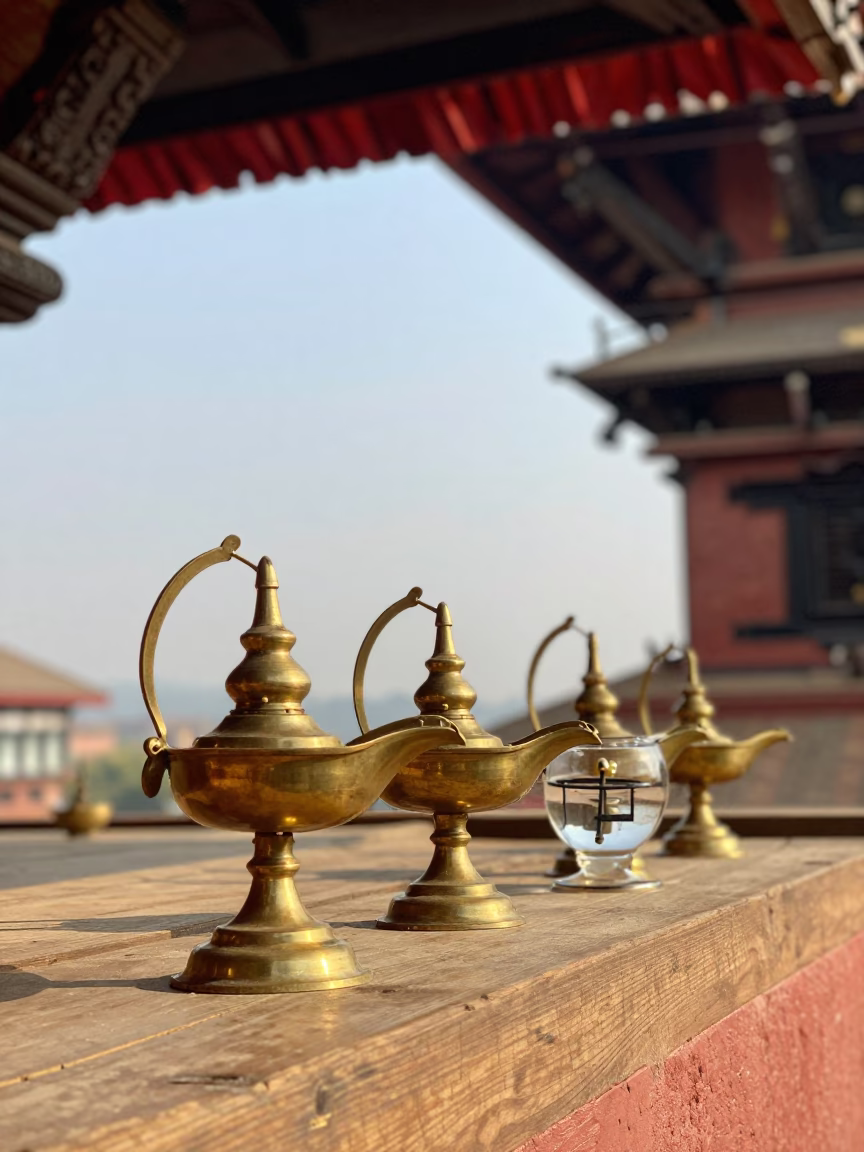 Brass Oil Lamps in Kathmandu in in Kathmandu, Nepal