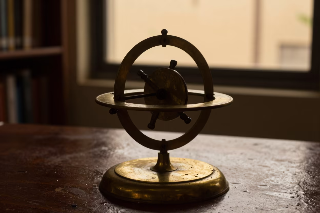 Brass Orrery on Ibadan Library Desk in on a writing desk in Ibadan