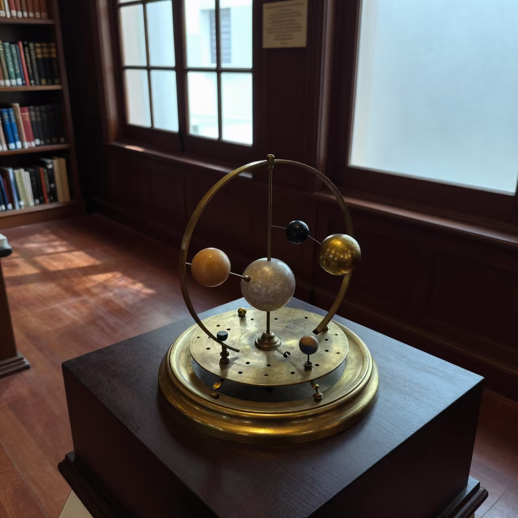 Brass Orrery on Library Plinth in Merida in on a museum plinth in Merida Venezuela