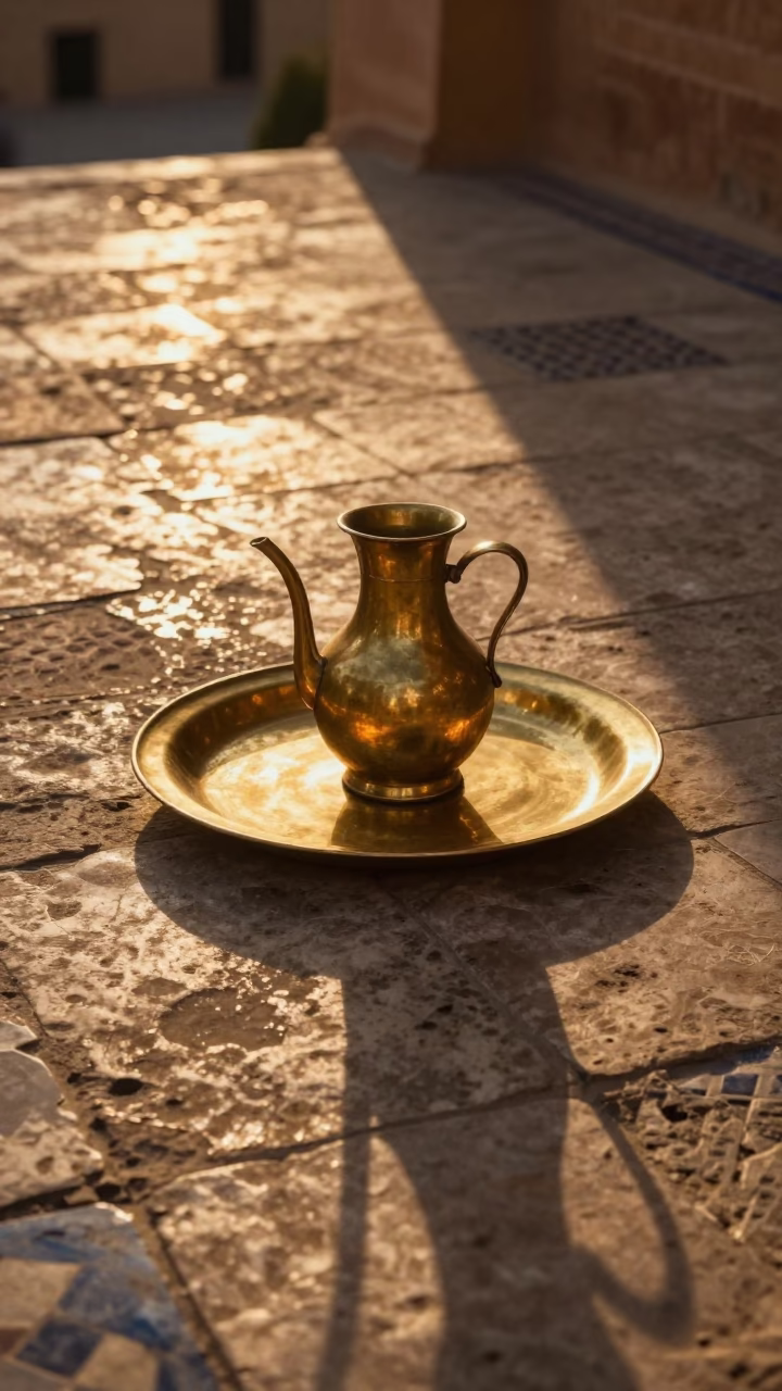 Brass Plate in Fez at Honeyed Evening Light in in Fez, Morocco