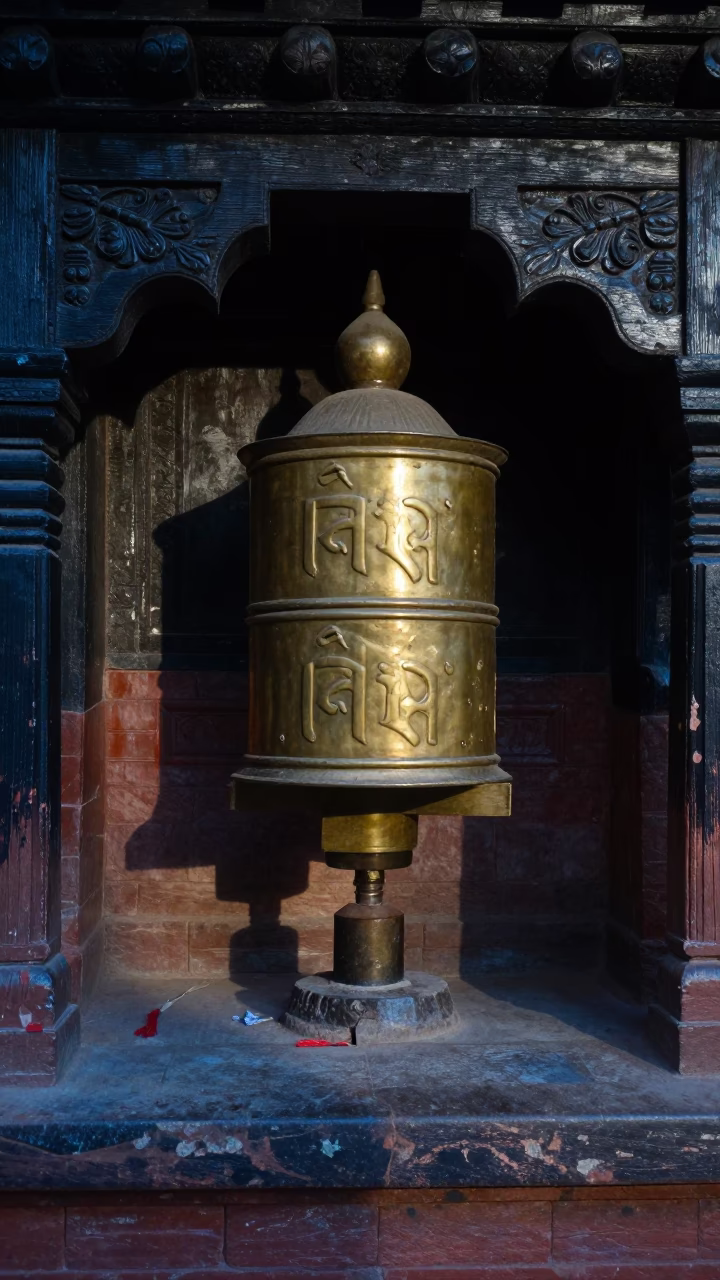 Brass Prayer Wheel in Kathmandu in in Kathmandu, Nepal