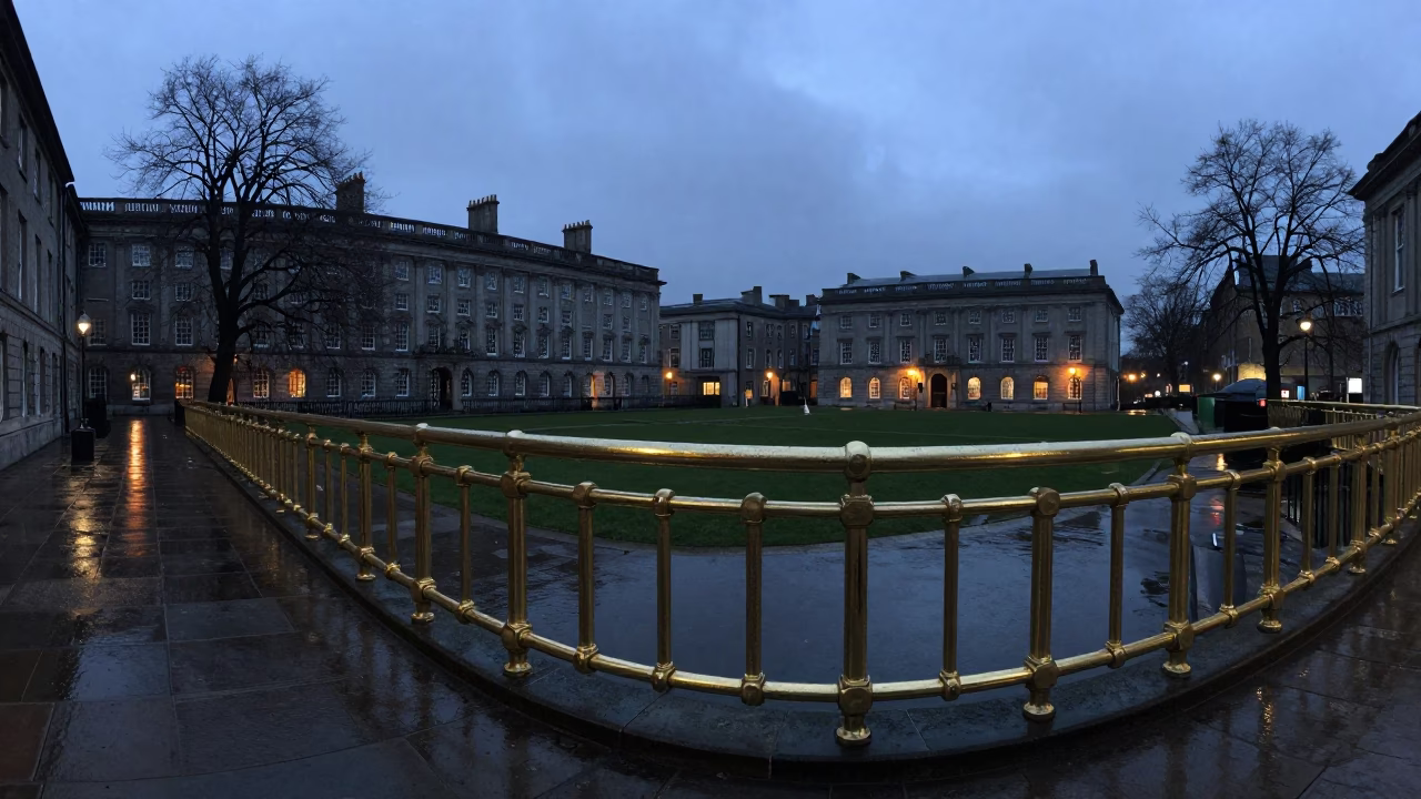 Brass Rail in Dublin at The Still Hours Before Dawn Light in in Dublin, Ireland