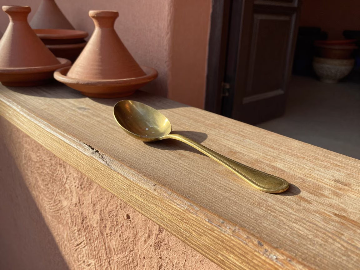 Brass Salt Spoon in Marrakech in in Marrakech, Morocco