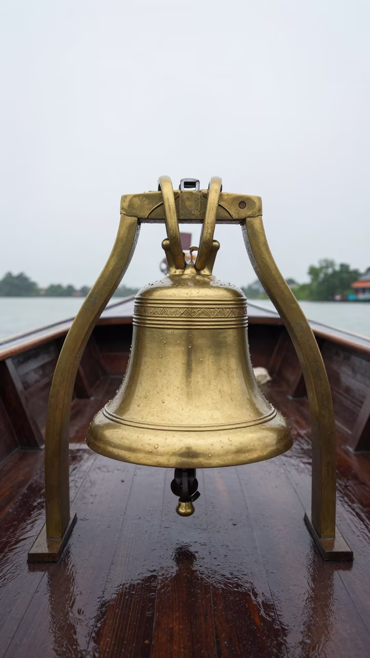 Brass Ship Bell on Can Tho River Boat in near Can Tho