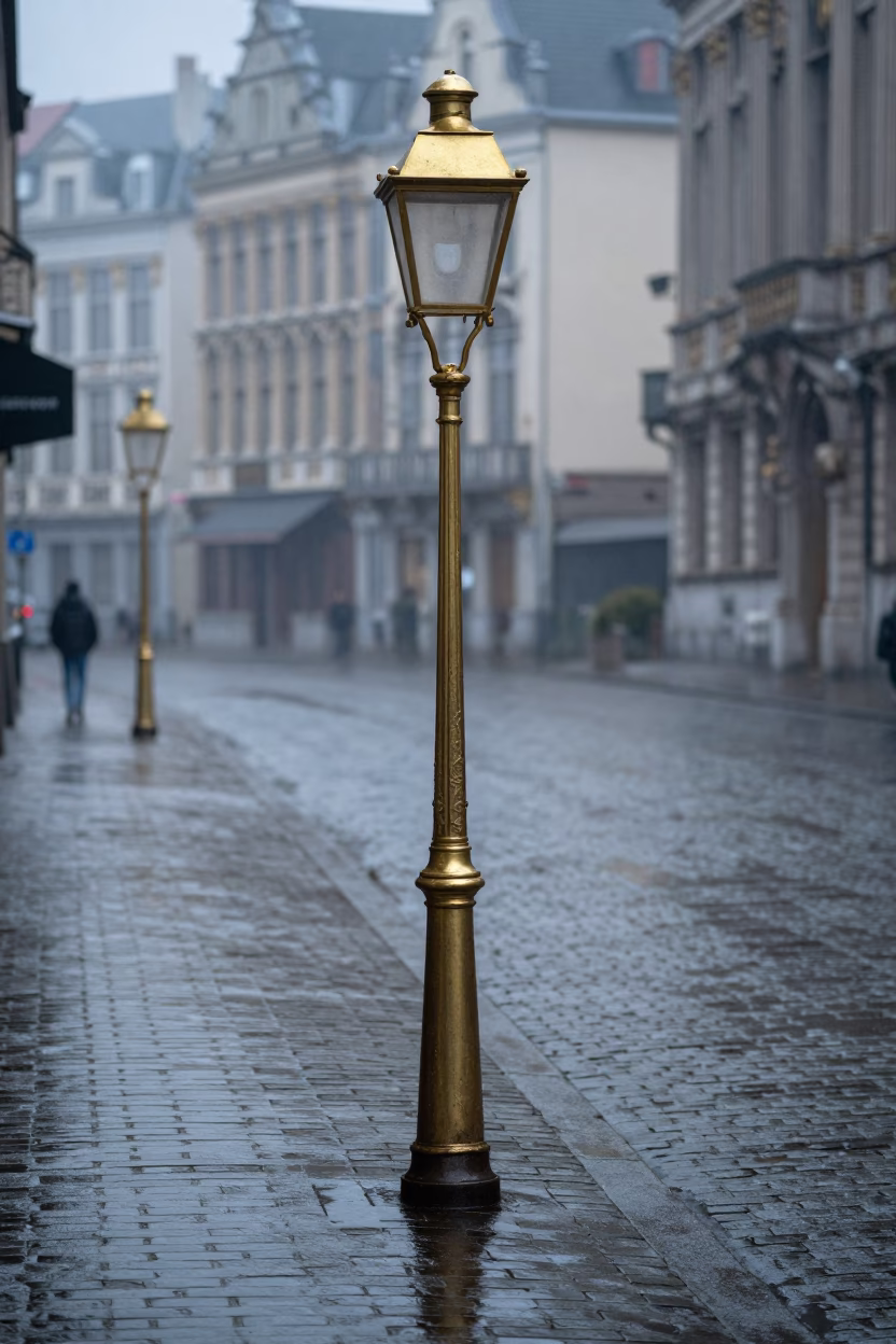 Brass Street Lamp in Brussels in in Brussels, Belgium