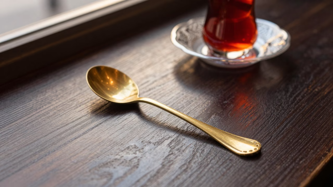 Brass Tea Infuser Spoon in Istanbul in in Istanbul, Turkey