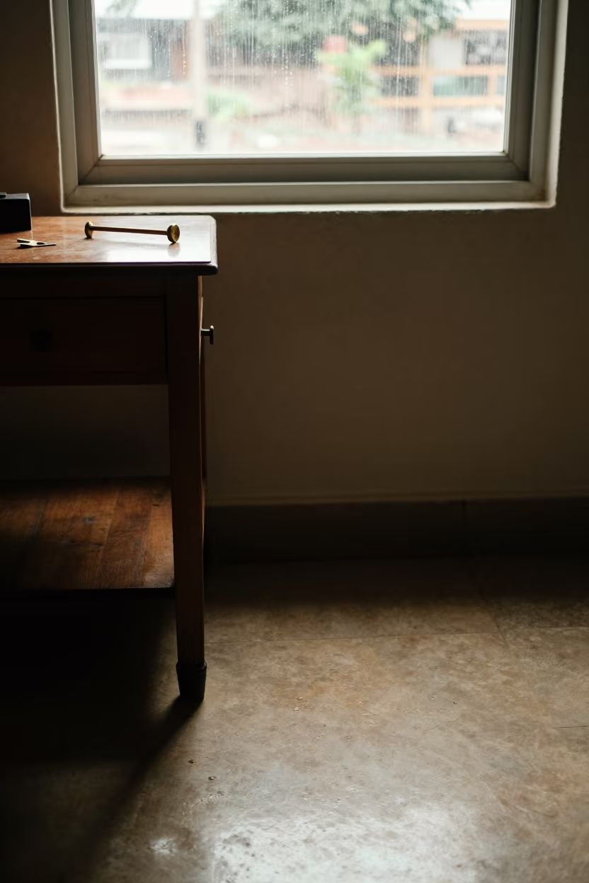 Brass Telegraph Key on Juba Bedside Table in on a bedside table in Juba