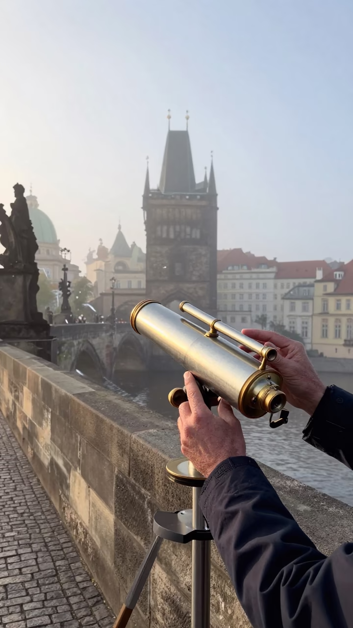 Brass Telescope in Prague in in Prague, Czech Republic