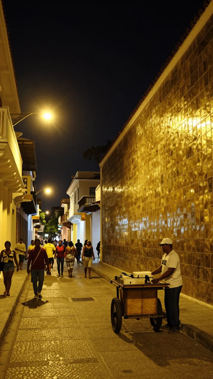 Brass Tiles in Cartagena at The Deepest Night Sky Light in in Cartagena, Colombia