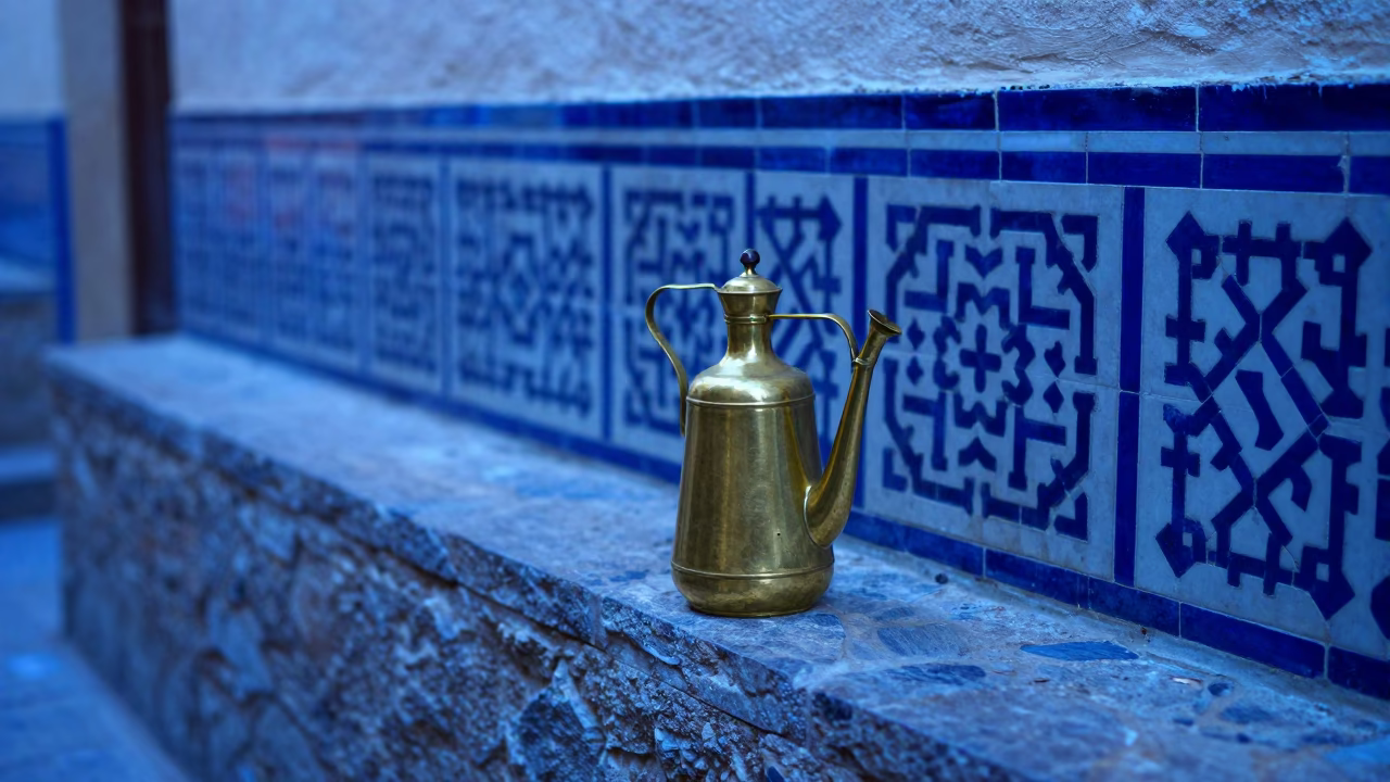 Brass Watering Bottle in Fez in in Fez, Morocco