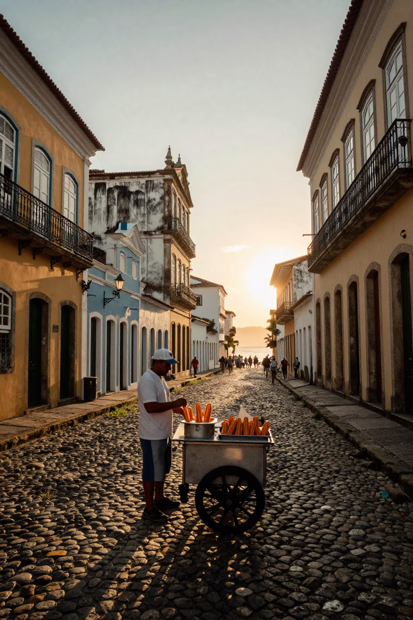 Brazilian Churros in Salvador at First Light Of Dawn in in Salvador, Brazil