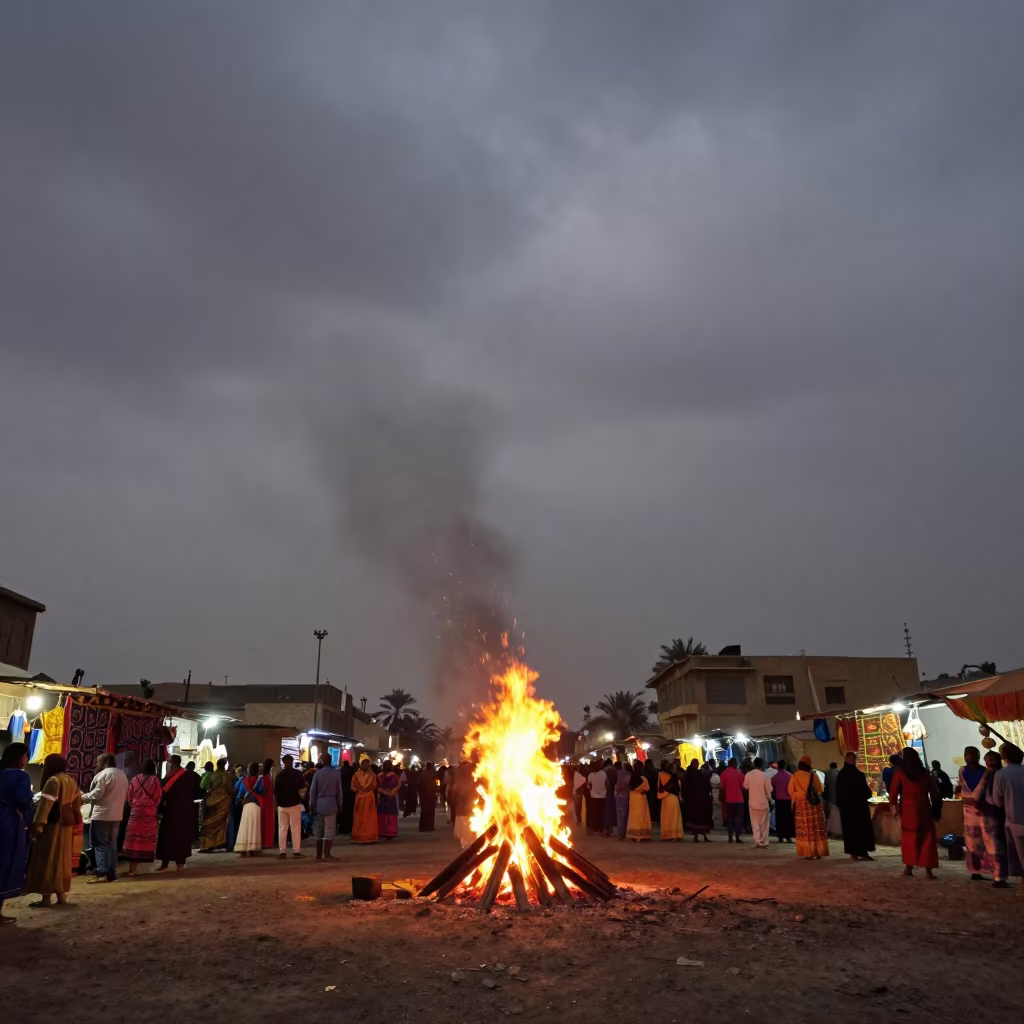 Brazilian June Festival Bonfire Night in Cairo Market in at a night market in Zamalek, Cairo