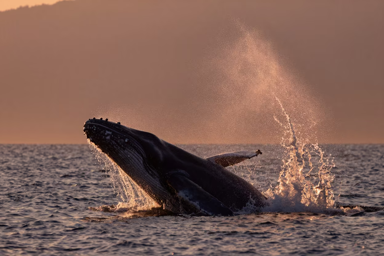 Breaching Whale Silhouette Copper Light Fukuoka in near Fukuoka
