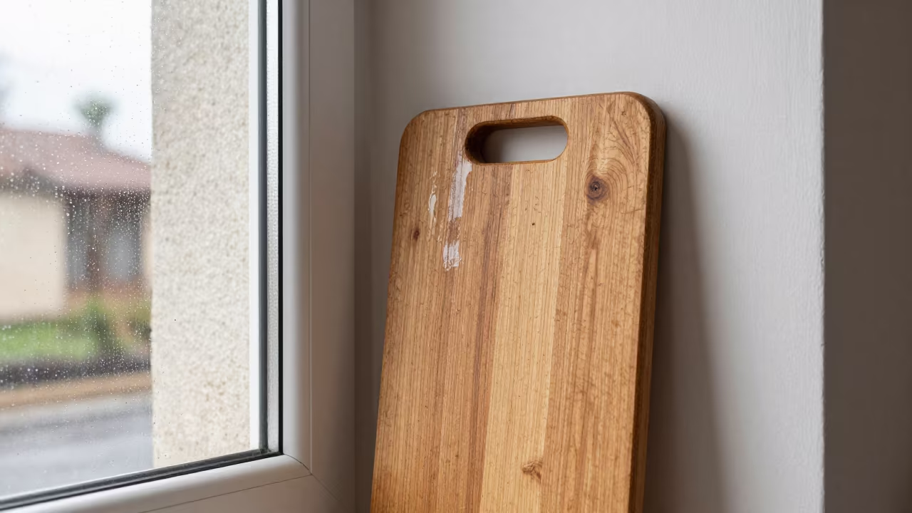 Bread Board by Rain Window Rhodes Morning in beside a rain-streaked window in Rhodes