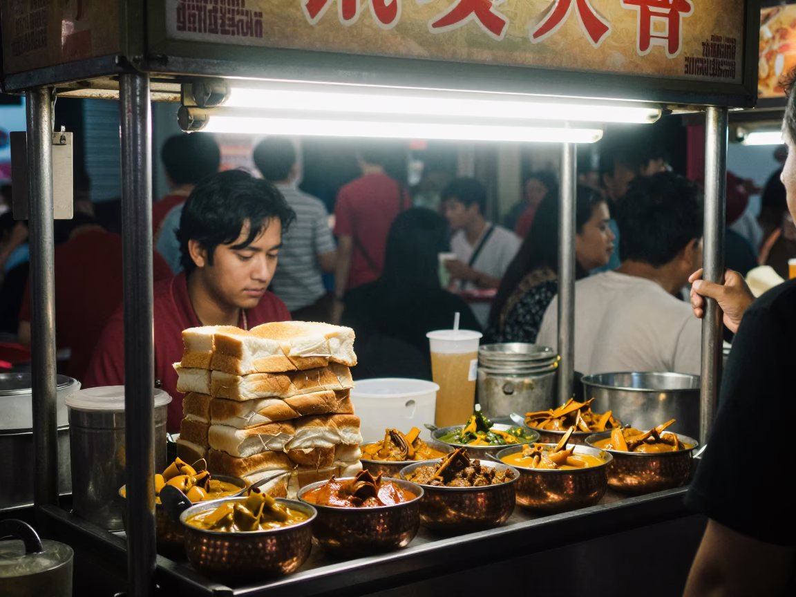 Bread Loaves at Midnight Light in Kuala Lumpur in in Kuala Lumpur, Malaysia