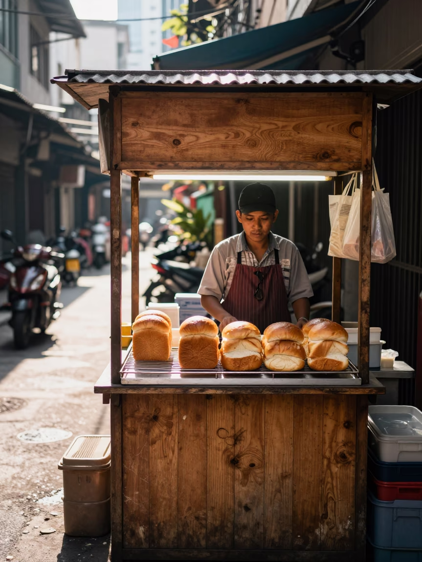 Bread Loaves in Kuala Lumpur at Noon Light in in Kuala Lumpur, Malaysia