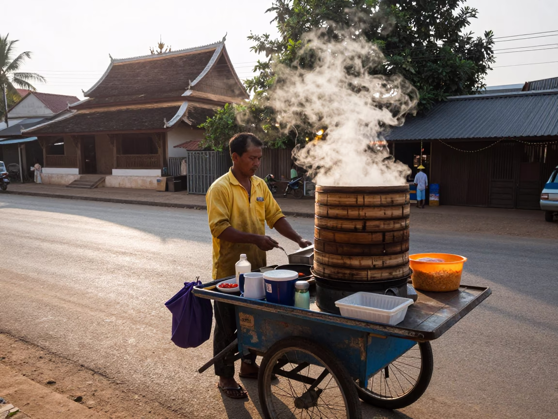 Breakfast Cart in Luang Prabang in in Luang Prabang, Laos