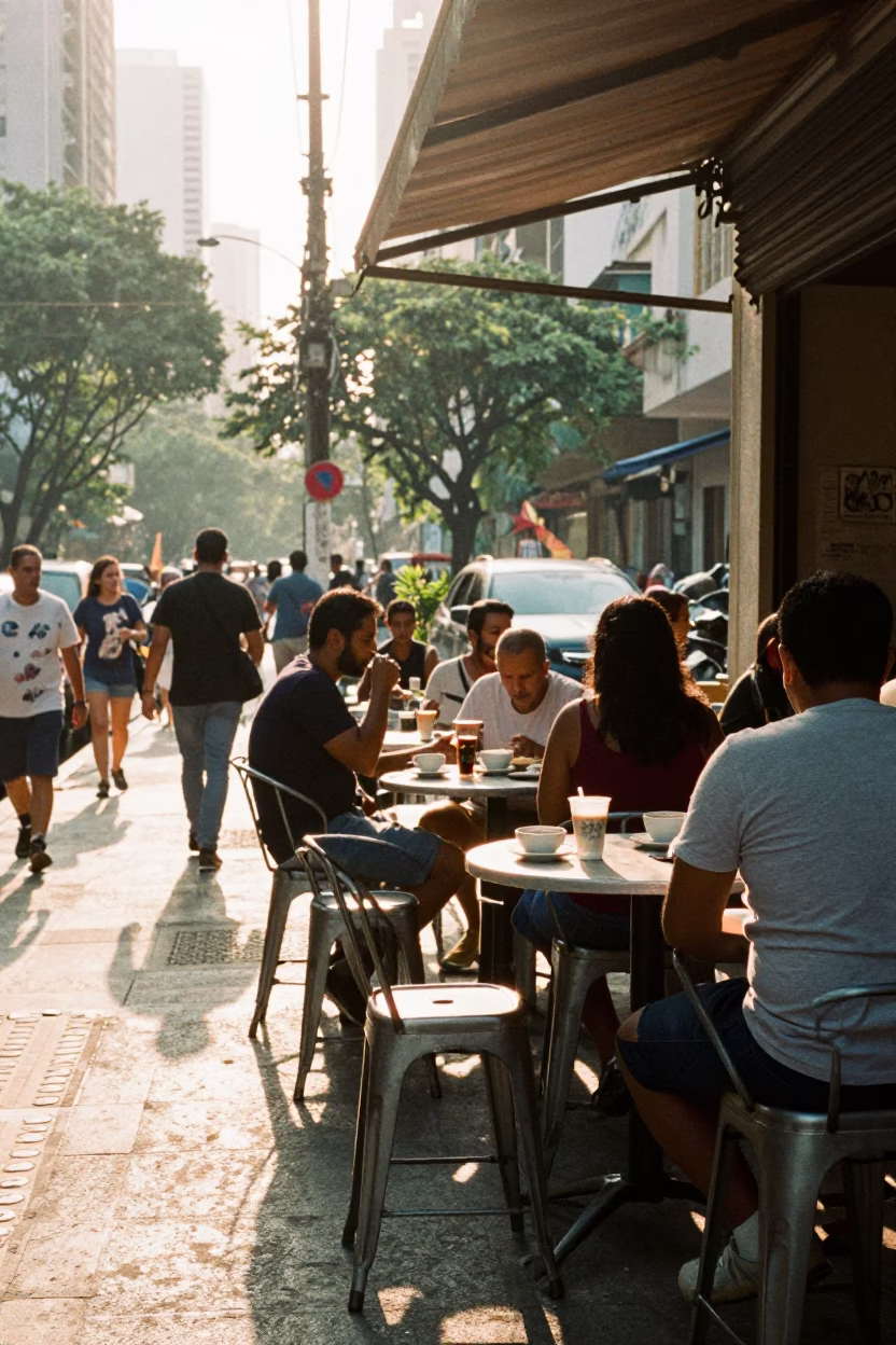Breakfast Corner just after sunrise in São Paulo in in São Paulo, Brazil