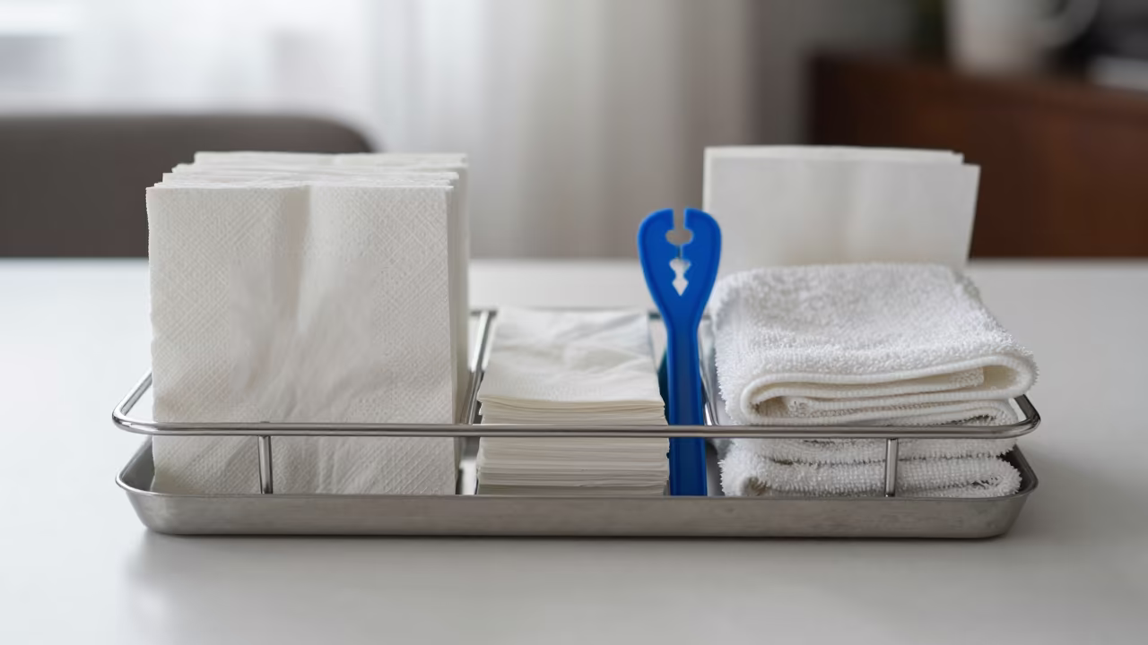 Breakfast Room Riser Tray with Towels Before Service in inside a breakfast room before opening near Körfez