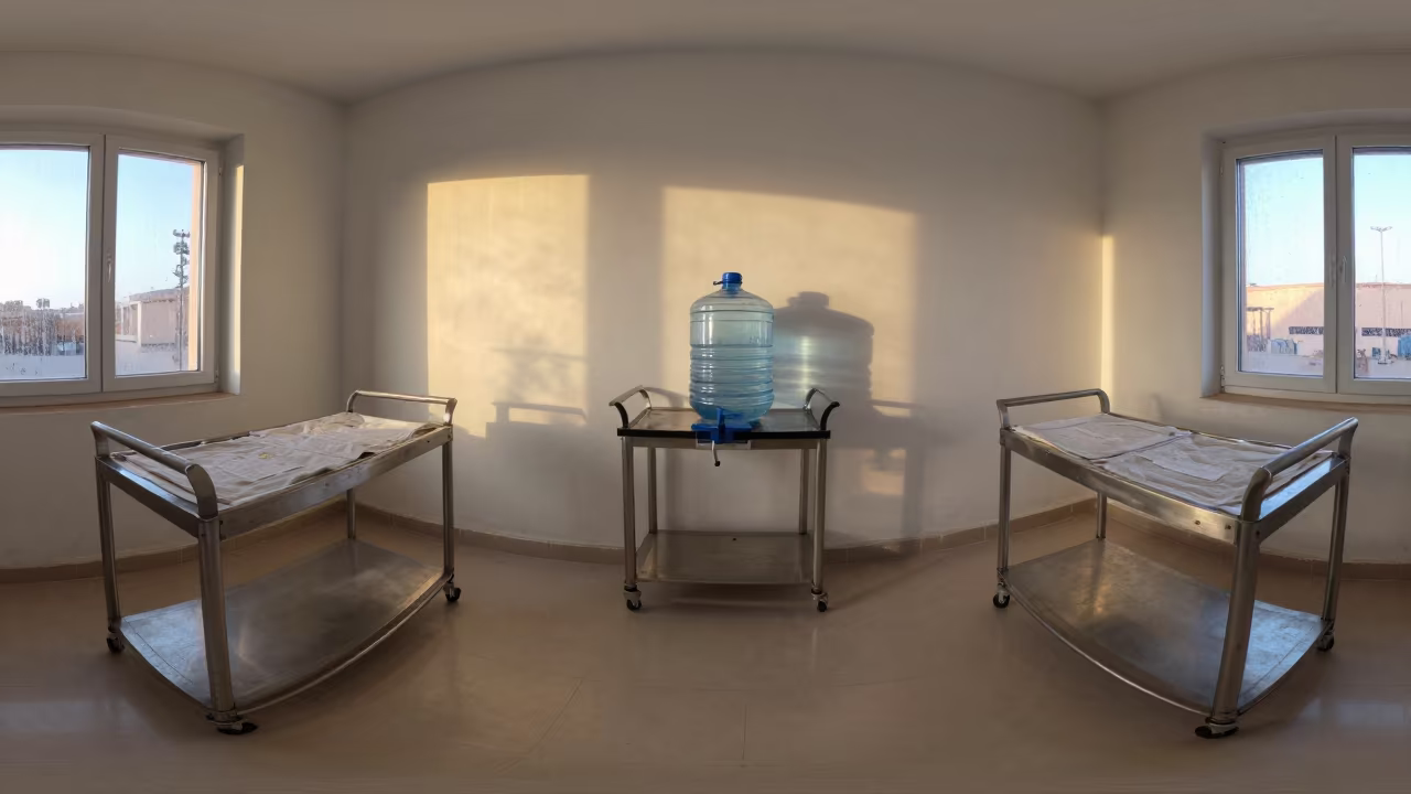 Breakfast Room Water Refill Trolley at Dawn in inside a breakfast room before opening in Biskra