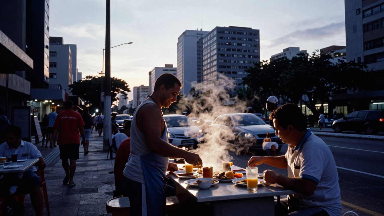 Breakfast Scene at Nautical Dawn Light in São Paulo in in São Paulo, Brazil