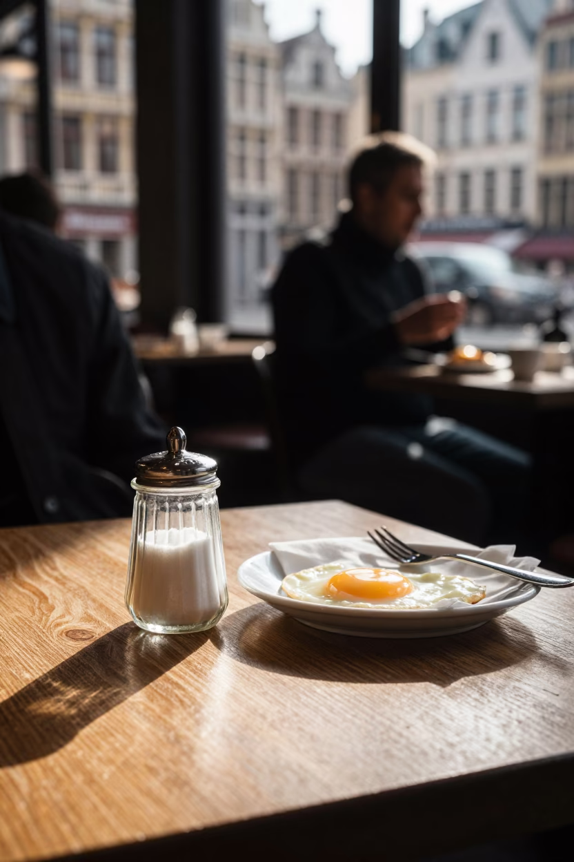Breakfast Scene at The Late Morning Light in Brussels in in Brussels, Belgium